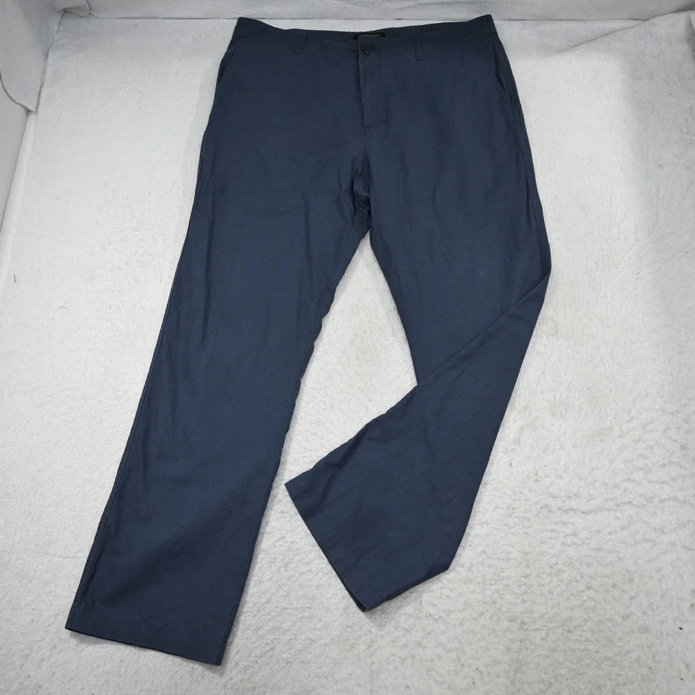 Banana Republic Chino Pants Mens 36x32 Blue Linen Blend Straight Leg